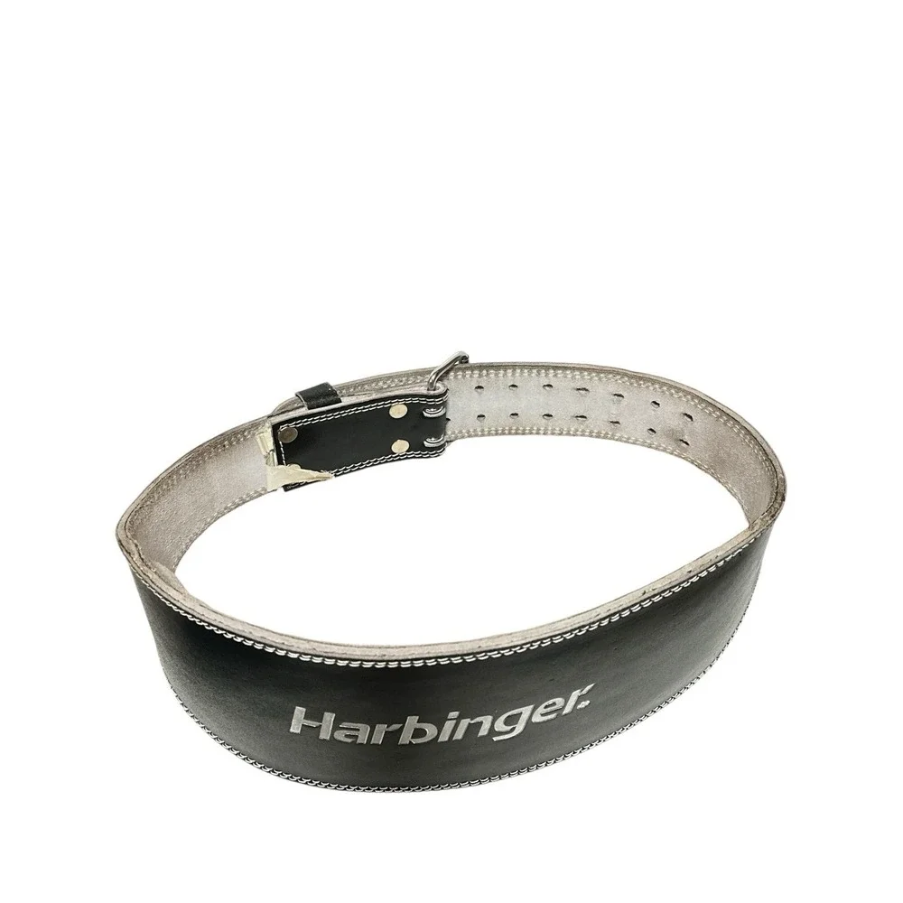 Harbinger Black Leather Weight/Power Lifting Padded Belt Size L Double Prong